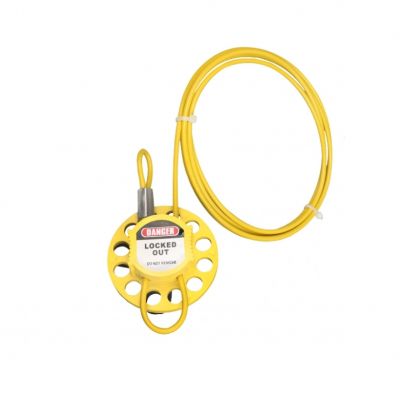 Yellow Industrial Cable Lockout Device Used In TESCO Store Kit